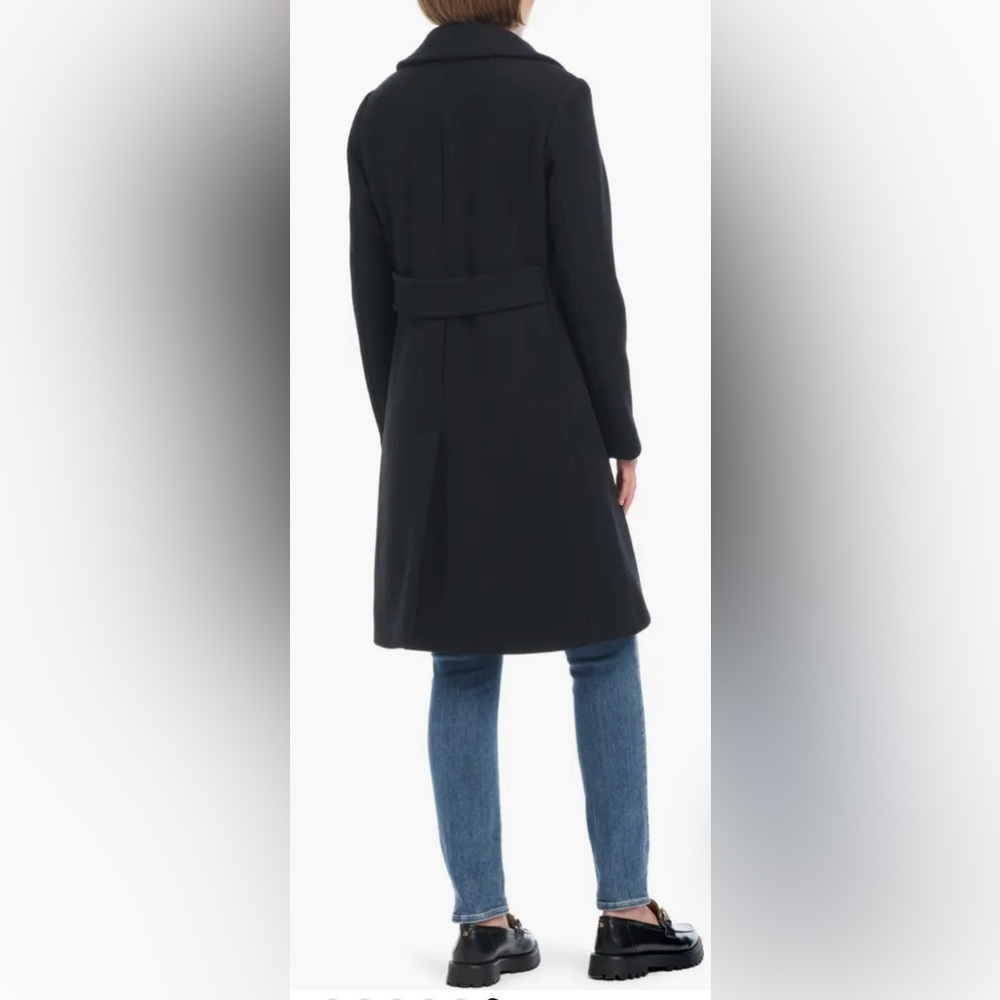 Kate Spade Black wool Fur Collar Coat size large ike new - Picture 7 of 12